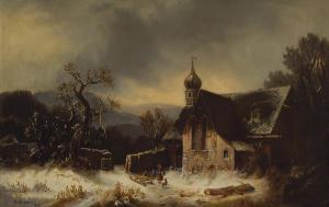 KIRSTEIN Adolf 1814-1873,Winterliche Landschaft mit Kapelle,Neumeister DE 2009-04-22