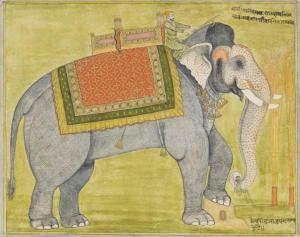 KISHANGARH,A PORTRAIT OF THE ELEPHANT ARIDALAN CRUSHER OF ENEMIES,Christie's GB 2015-10-09