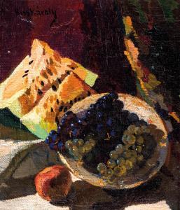 KISS Karoly 1883-1953,Still life with watermelon and grape,Nagyhazi galeria HU 2020-12-08