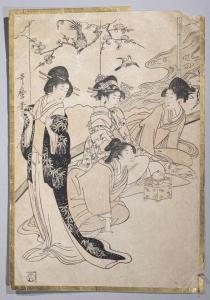 KITAGAWA UTAMARO I,quatre courtisanes dans un intérieur devant un par,Etienne de Baecque 2023-04-13