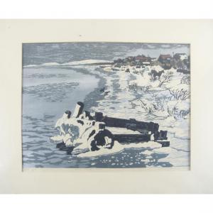 KITAOKA Fumio 1918-2007,Frozen River,1971,Clars Auction Gallery US 2022-03-26
