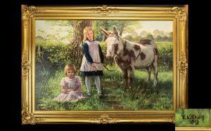 KITCHEN R 1920-1987,two female children with donkey,Gerrards GB 2019-10-17