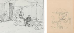 KITE Joseph Milner 1862-1945,A family seated by a beach hut,Woolley & Wallis GB 2023-03-08