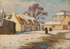 KITE Joseph Milner 1862-1945,Snow Covered Farm, Brittany,Hindman US 2023-02-22