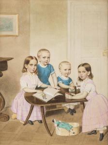 KITTNER Patricius 1809-1900,Zwillingspaare (zwei Mädchen und zwei Knaben) bei,1855,Palais Dorotheum 2019-04-17