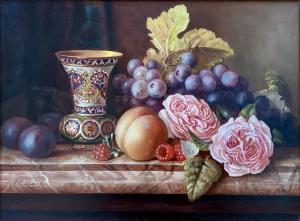 KIVITS Jos 1945,Still Life; Roses and Grapes,International Art Centre NZ 2024-03-05