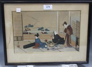 KIYONAGA Torii 1752-1815,Three figures within a pavilion,Tooveys Auction GB 2016-04-20