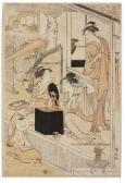 KIYONAGA Torii,Une femme se coiffant Assise au bord d'une terrass,Pierre Bergé & Associés 2010-09-18