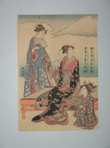 KIYONAGA 1900-1900,Trois jeunes femmes regardent le Fuji,Neret-Minet FR 2012-05-14