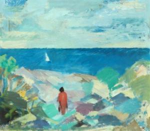 KJELDSEN Harald 1896-1969,Coastal scenery with figure,1949,Bruun Rasmussen DK 2020-01-21