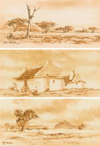 KLAR Otto 1908-1994,Bushveld Landscape, Cottages, Landscape with Tree,Strauss Co. ZA 2024-03-11
