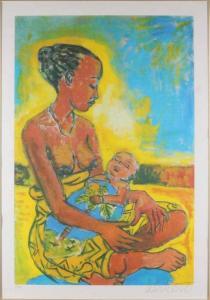 KLASHORST Peter 1957,African mother with child,Twents Veilinghuis NL 2018-07-13