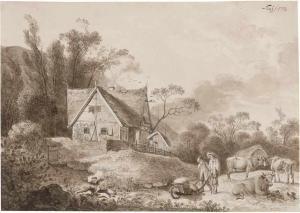 KLASS Friedrich Christian 1752-1827,Gehöft mit Bauern und Vieh,1782,Galerie Bassenge DE 2020-06-03