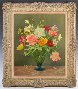 KLAUSNER Ruth,Still Life Study of Spring Flowers in a Glass Vase,Tooveys Auction 2022-09-07