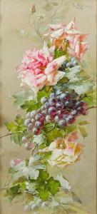 KLEIN Catarina 1861-1929,Still Life of Roses With Grapes,Rowley Fine Art Auctioneers GB 2018-09-11