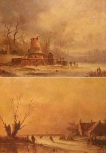 KLEIN E 1900-1900,Dutch Winter Landscapes with Figures on Frozen River,Keys GB 2009-02-06