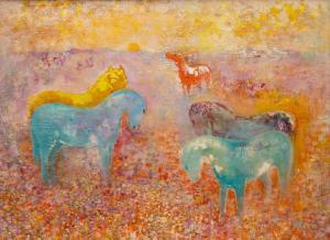KLEIN Frits 1898-1990,Five horses in a landscape,Venduehuis NL 2023-05-25