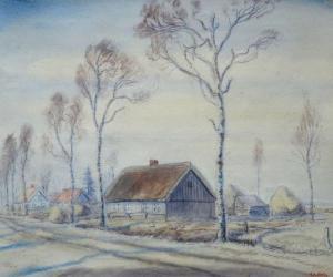 KLEIN Fritz 1882-1953,House in the countryside,Antonija LV 2018-09-30