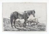 KLEIN JOHANN ADAM 1792-1875,Ausgespanntes Pferd vor Pflug,Zeller DE 2017-12-01