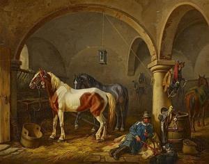 KLEIN JOHANN ADAM 1792-1875,In the Stable,1857,Van Ham DE 2017-11-17
