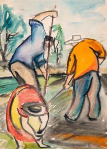 KLEIN Jozsef 1896-1945,Gardeners,Nagyhazi galeria HU 2023-12-12