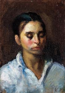 KLEIN Jozsef 1896-1945,Lányportré,Nagyhazi galeria HU 2019-12-04