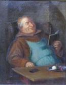 KLEIN Ludwig 1915-1994,Lesender Mönch am Tisch sitzend, neben ihm ein Ret,Georg Rehm DE 2021-12-09
