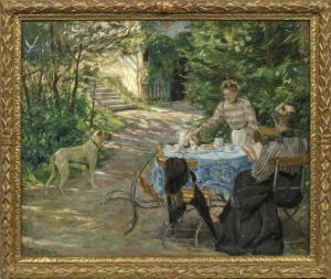 KLEIN Philippe 1871-1907,Sommerlicher Kaffeetisch mit zwei Damen im Garten,Schloss DE 2019-12-01