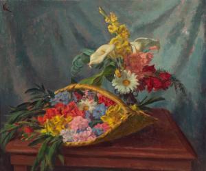 KLEIN Sandor 1912-1995,Still Life with Flowers in a Basket,Hindman US 2023-09-18