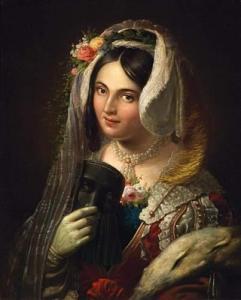 KLEINENBROICH Wilhelm 1814-1895,Portrait of a young venetian girl with mask,Van Ham DE 2009-05-15