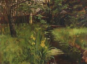 KLEINTJES Jan 1872-1955,Forest scenery with yellow irises,Bruun Rasmussen DK 2020-03-09