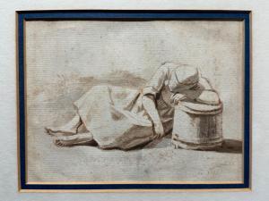 KLENGEL Johann Christian 1751-1824,Étude d'une crémière endormie sur une baratte,AUCTIE'S 2024-01-26