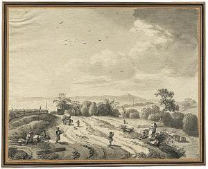 KLENGEL Johann Christian 1751-1824,Landschaft bei Dresden mit Landvolk,Galerie Bassenge 2014-05-30