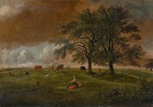 KLENGEL Johann Christian,Landschaft mit Hirtin und Vieh unter Bäumen,1796,Villa Grisebach 2023-11-30