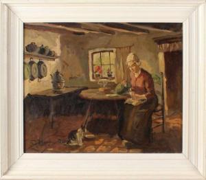 KLEPPER FRANK 1890-1952,Farmers interior with farmer and cat,1930,Twents Veilinghuis NL 2017-04-14