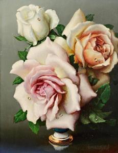 KLESTOVA Irene 1908-1989,White, Pink and Peach Roses,Morgan O'Driscoll IE 2024-04-15