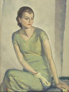 KLETT Walter 1897-1966,Portrait of a lady in green. Signed and dated lowe,1929,Eldred's 2007-10-31