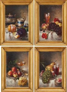 KLEVER Julij Julevic 1882-1942,Four Still lifes with drinks and fruits,Uppsala Auction SE 2021-12-08