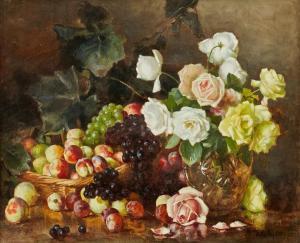 KLEVER Julij Julevic 1882-1942,Still life with roses and fruits,Uppsala Auction SE 2021-12-08