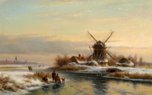 KLEYN Lodewijk Johannes 1817-1897,Frozen river with windmill,Galerie Koller CH 2023-09-22