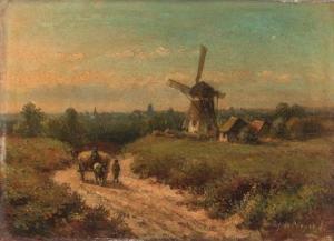 KLEYN Lodewijk Johannes 1817-1897,Harvesters on a sandy track by a windmill,Christie's GB 1999-01-19