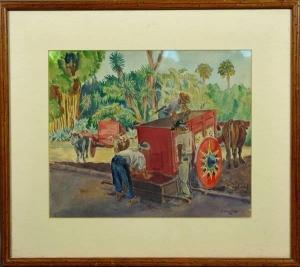 KLIEFOTH R,Workers Loading Horse-drawn Cart,1938,Kaminski & Co. US 2007-07-14