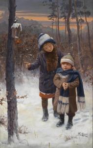 KLIMES Frantisek,Children Returning Home through a Winter Woodland,1921,Palais Dorotheum 2010-12-06