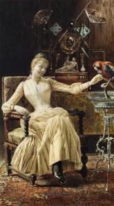 KLIMT Ernst 1864-1892,Lady with parrot,1889,im Kinsky Auktionshaus AT 2019-04-09