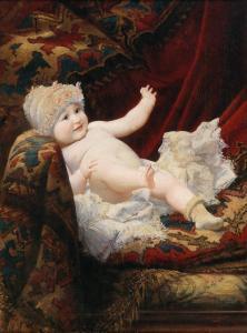 KLIMT Ernst 1864-1892,Portrait of a baby with lace bonnet,1885,Palais Dorotheum AT 2019-04-29