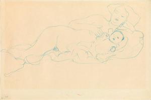 KLIMT Gustav 1862-1918,Lying nude with baby (recto),1908/09,im Kinsky Auktionshaus AT 2018-11-30