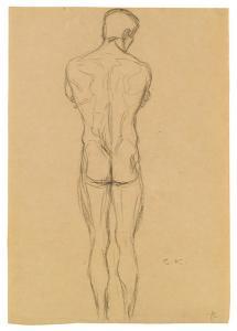 KLIMT Gustav 1862-1918,Male nude back
 Sketch for
 This Kiss to the Who,1902,im Kinsky Auktionshaus 2007-11-20
