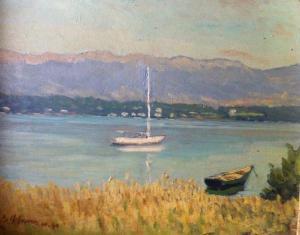 KLINGELHÖFFER HOFMANN Albert Hanns 1889-1966,Barques sur le lac,1949,Galartis CH 2012-09-23