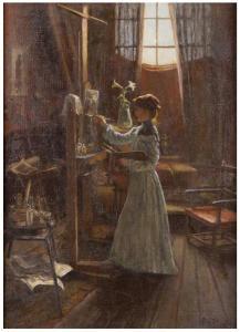 KLINGEN richard 1873-1924,Künstlerin im Atelier,Hargesheimer Kunstauktionen DE 2018-03-17