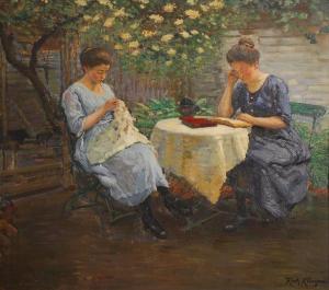 KLINGEN richard 1873-1924,L'après-midi au jardin,Brussels Art Auction BE 2019-10-08